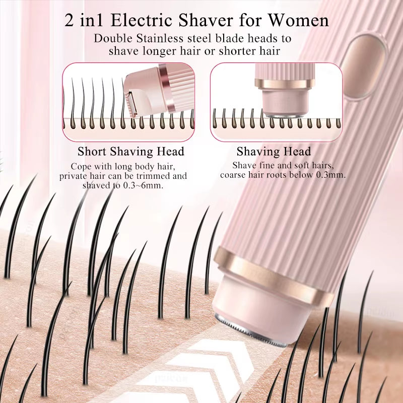 Electric Shaver for Women Bikini Trimmer Facial Mustache Hair Removal Razor Ladies Face Underarm Legs Electric Painless Epilator