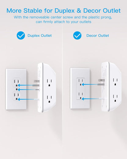 Outlet Extender with Night Light,  Multi Plug Outlet, USB Wall Charger Surge Protector 4 USB Ports(1 USB C), Power Strip Electrical Outlet Splitter Expander for Home Office Dorm Room, ETL