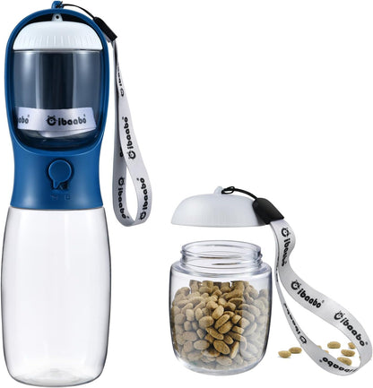 Dog Water Bottle with Food Container, Travel Puppy Water Bowl, Portable Pet Dispenser, Dog Gift Stuff Accessories Items, Puppy Essentials Necessities for Yorkie Cat Walking and Hiking