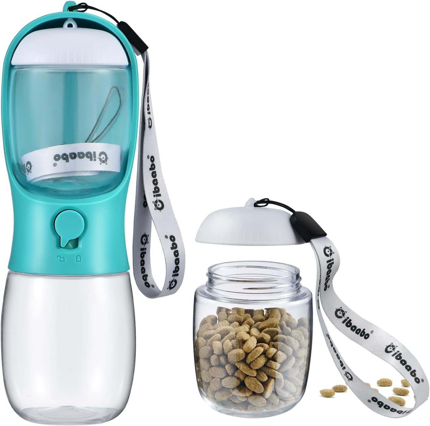 Dog Water Bottle with Food Container, Travel Puppy Water Bowl, Portable Pet Dispenser, Dog Gift Stuff Accessories Items, Puppy Essentials Necessities for Yorkie Cat Walking and Hiking