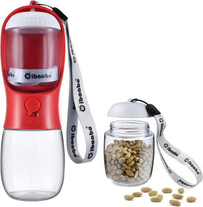 Dog Water Bottle with Food Container, Travel Puppy Water Bowl, Portable Pet Dispenser, Dog Gift Stuff Accessories Items, Puppy Essentials Necessities for Yorkie Cat Walking and Hiking