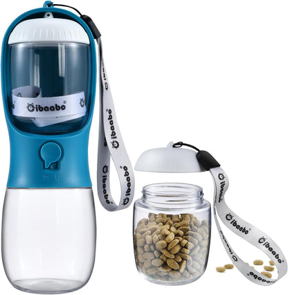 Dog Water Bottle with Food Container, Travel Puppy Water Bowl, Portable Pet Dispenser, Dog Gift Stuff Accessories Items, Puppy Essentials Necessities for Yorkie Cat Walking and Hiking